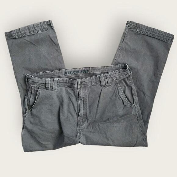 Duluth Flex Fire Hose Jeans Men's Sz 38x25 Gray Straight Leg Workwear Durable - Picture 4 of 7